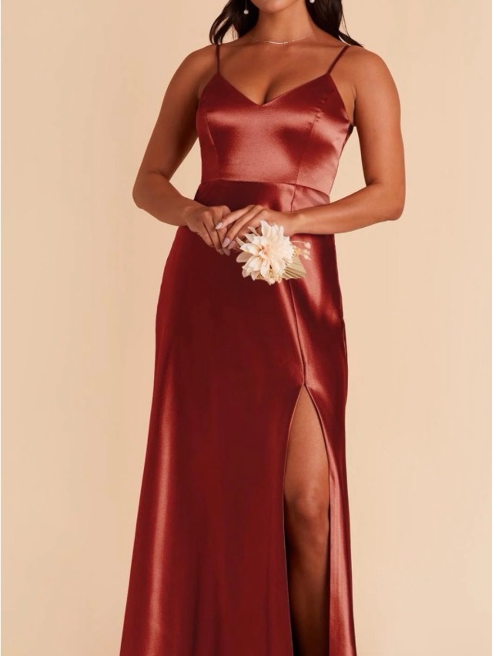 Birdy Grey Spice Satin Spaghetti-Strap Dress NWT